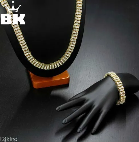 High Quality Men's Gold Color Hip-Hop Jewelry Set Iced Out 30