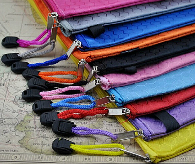 Waterproof  Zip Bag Plastic Document Pen Filing Products Pocket Folder Wallet Office School B4 A4 Size