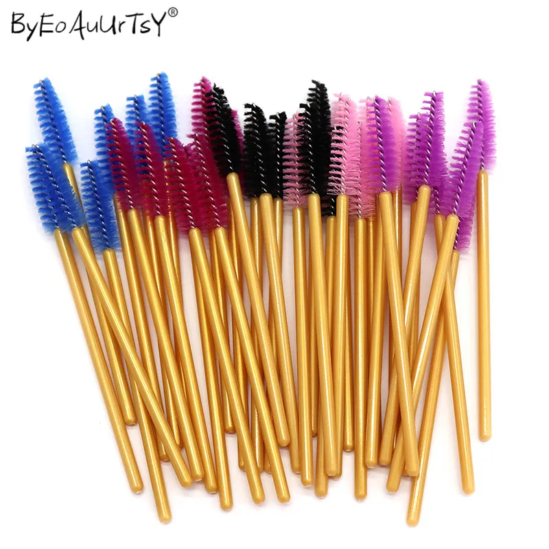 100pcs/Set Women\'s Fashion Disposable Eyelash Extension Supply Mascara Brush Wand Eyebrow Comb Brushes Spoolers Makeup Tool