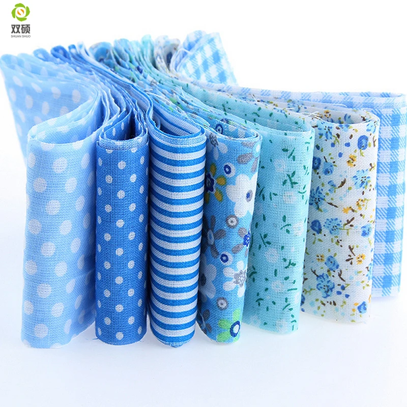 7pcs/lot jelly roll sewing textile blue sets fabric strips 5cmx100cm tildas quilting doll\'s cloths  100%cotton