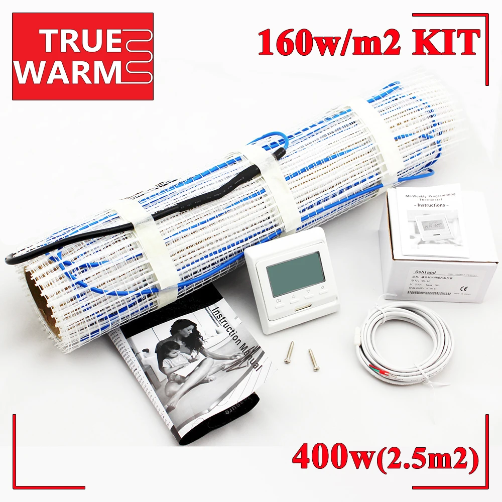 2.5SQM 160W/M2 Heat Mat Kit For Heated Floors, Smart&Eazy To Control With Digital Thermostat,  Wholesale T160-2.5