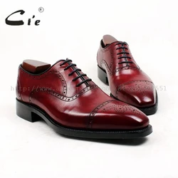 cie Square Toe Custom Bespoke Men's Shoe Handmade GOODYEAR Welted Full Grain Leather Men's Oxford Shoe Patina Deep Wine OX428