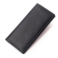 Billeteras de cuero genuino para hombre, cartera larga de cuero de vaca Real, monedero para teléfono móvil, tarjetero, gran oferta