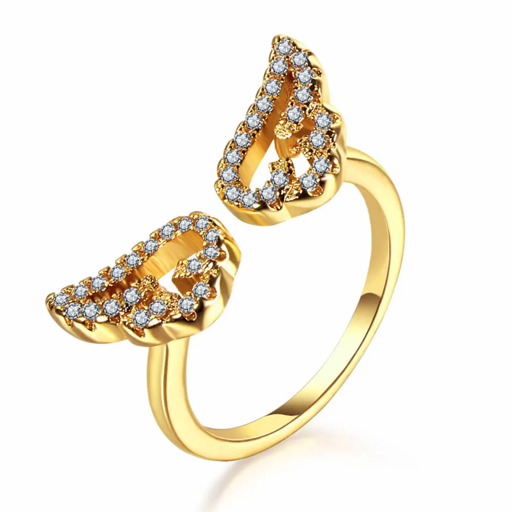 IPARAM Adjustable Angel Wings Ring Micro Pave Zircon Gold-Color Rings For Women Fashion rings Jewelry bague femme Female Gifts