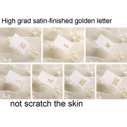 Satin-finished White Woven Golden Size Labels XS-XXXL Middle Centre Folded Garments Tags Not Scratch Skin