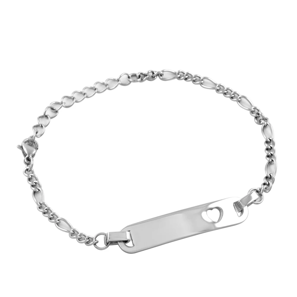 MJB0170 Stainless Steel Hollow Out Heart Stamped Linked Men Bracelet