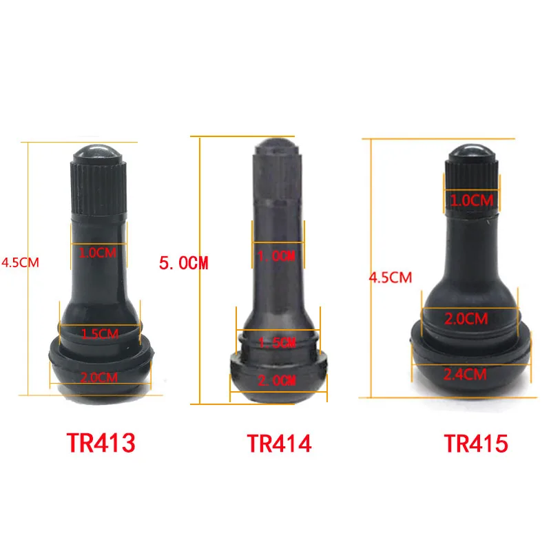 (15pcs/pack) TR413 TR414 TR415 Snap-In Tire Valve Stems Short Black Rubber  The valve core wrench No inner tire valve disassembl