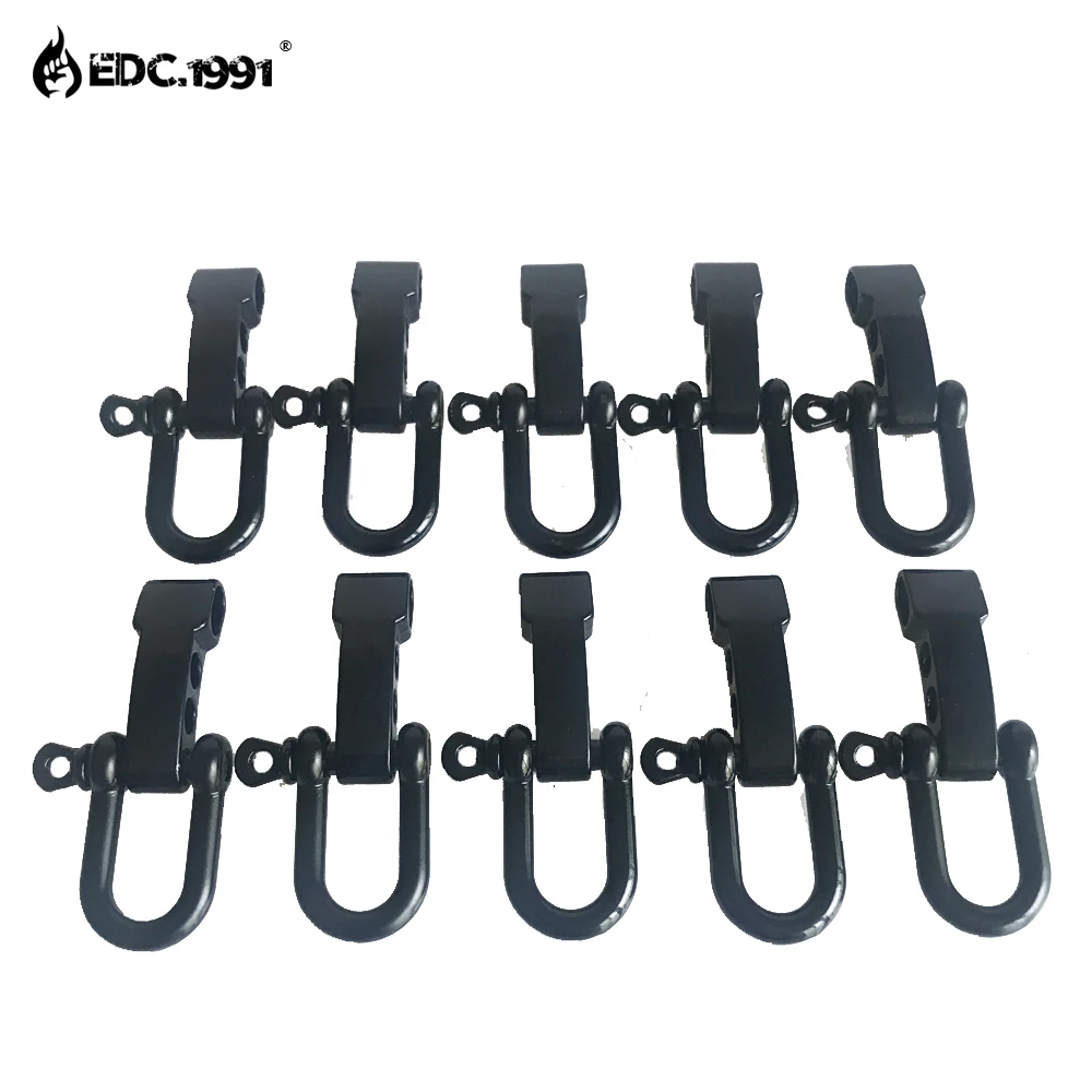 

10PCS/lot U Shape Adjustable Anchor Shackle Outdoor Rope Paracord Bracelet Buckle For Tent Camp Hike Travel kit black