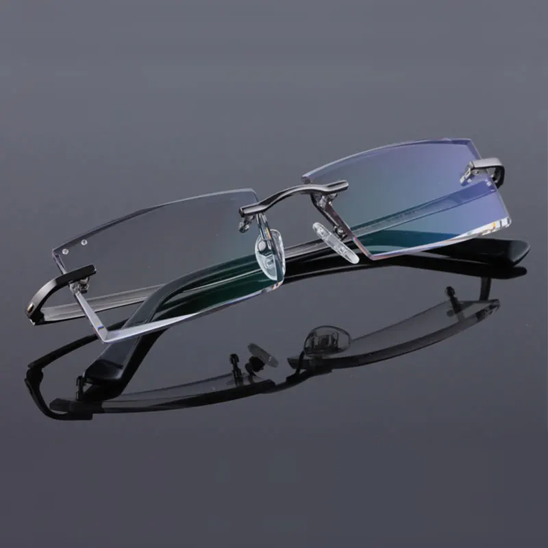 Reven Jate 5904 Titanium Rimless Diamond Cutting Man Glasses Frame Optical Prescription Eyeglasses Men Eyewear Fashion