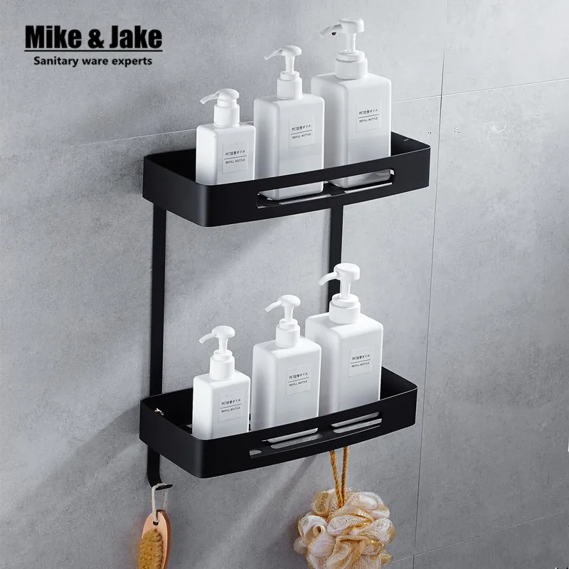 Stainless steel 304 Black bathroom corner shelf shower room rack for body wash bottle toilet corner table shelf holder HC7005