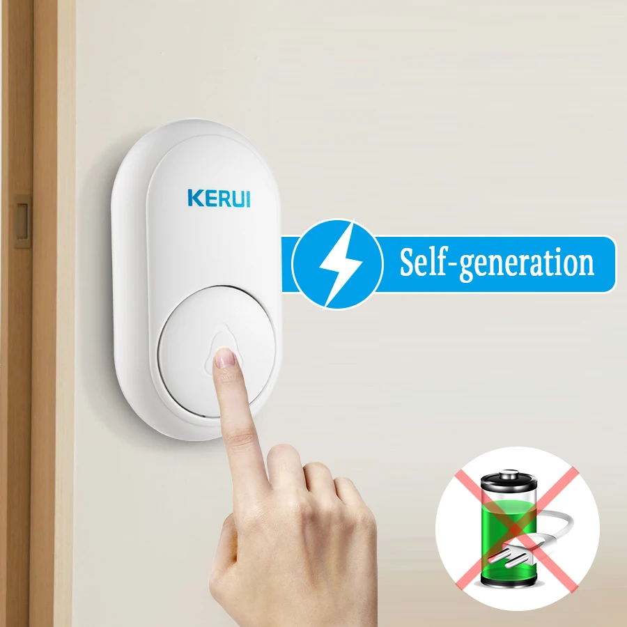 KERUI M518 Home Welcome Chime Doorbell Wireless Smart Ring Doorbell الجيل الذاتي بدون زر بطارية 52 أغنية اختيارية