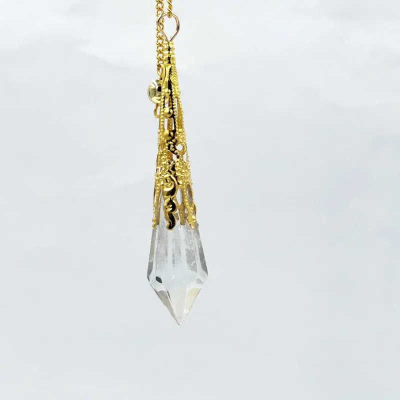 glass bell stone pendant female Reiki Pendulum Natural Stone Amulet Healing Crystal Pendant Meditation Hexagonal Pendulums for