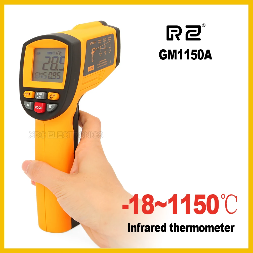 

RZ GM1150A Non-Contact 50:1 LCD display IR Infrared Digital Temperature Gun Thermometer -18~1150C (0~2102F) 0.1~1.00 adjustable