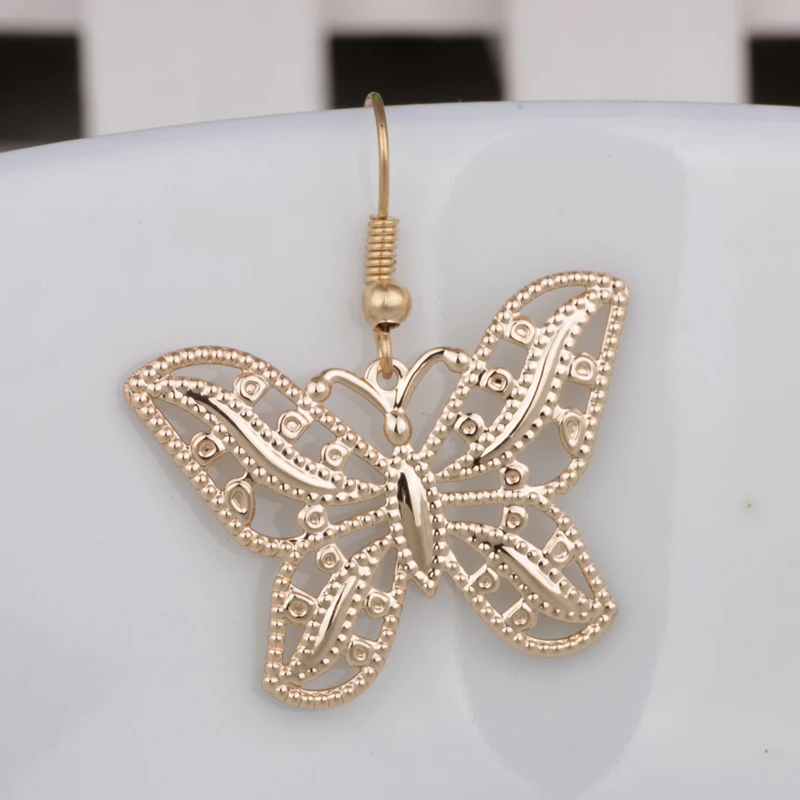 N341 Fashion Embossed butterfly necklace two color options