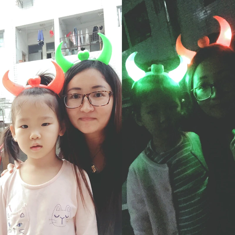 2018 New Direct Selling Led Party 100pcs Led Light Up Flashing Horns Headband Glowing Devil Costume Children Gift For Christmas