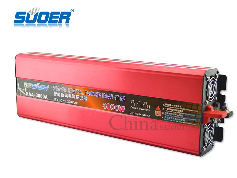 Suoer【 Modified Sine Wave Inverter 】 smart digital power inverter 3000W 12v 220v  solar power inverter(HAA-3000A)