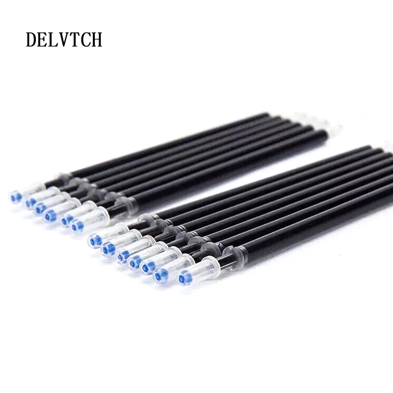 DELVTCH 100Pcs Set Gel Pen Refill 0.5mm Needle Tip Blue Black Ink Rods For School Office Writing Signature Handle Student Gift
