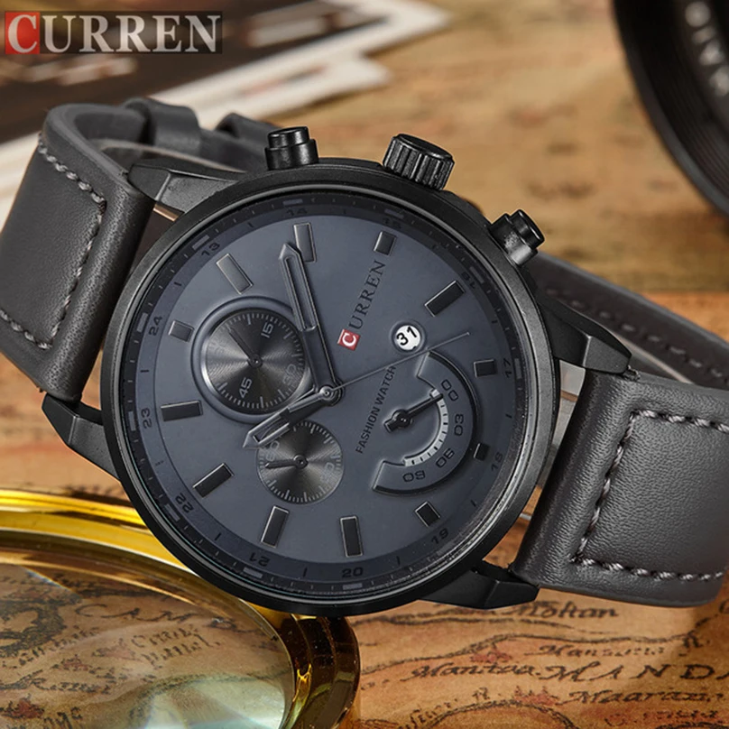 

Men Date Quartz Watch Mens Fashion Sport Watches Top Brand Male Casual Luxury Leather Waterproof Analog Wristwatch CURREN 8217