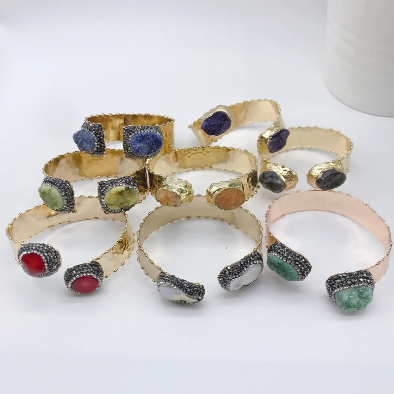 5pcs/lot Wholesale Custom Most Popular Druzy Adjustable Bangles For Women Jewelry