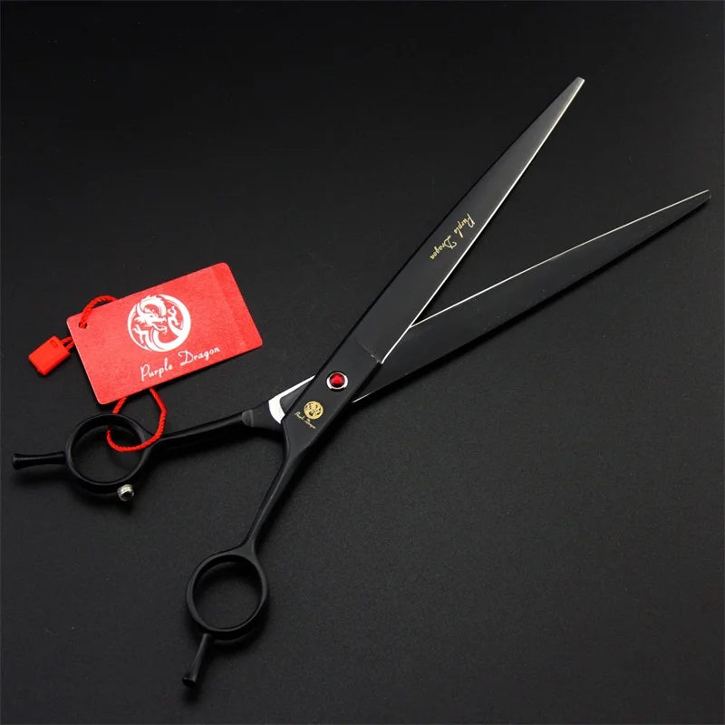 Purple Dragon 9 inch professional high quality pet straight scissors long premium super sharp dog grooming shears with case