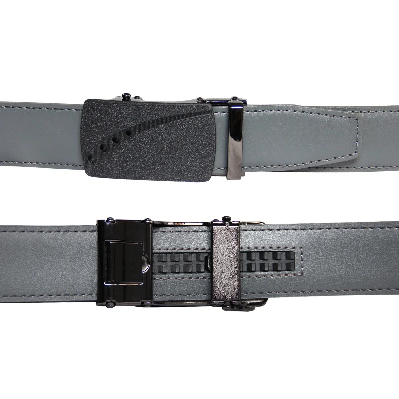 Neue Ankünfte Männer 100% Echtem Leder Gürtel Rindsleder Cowboy Gürtel Straps Mit Legierung Automatische Schnalle Grau Farbe Leder Riemen