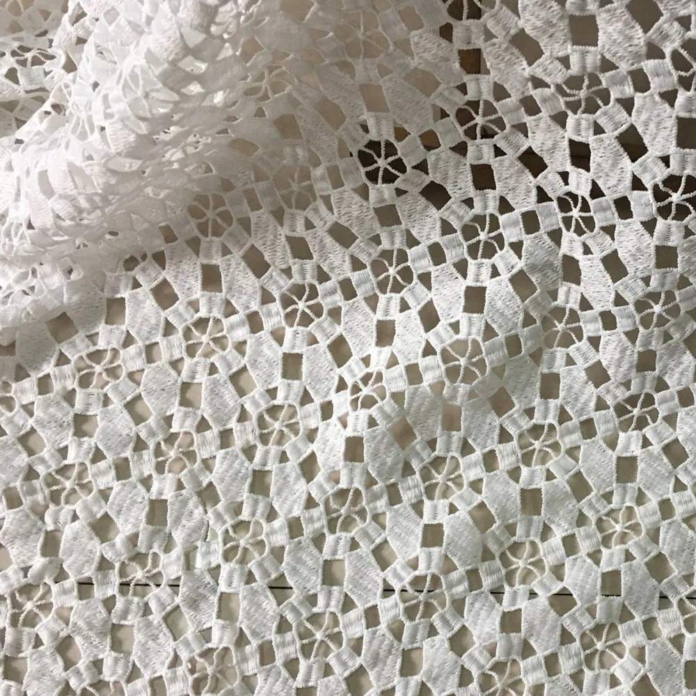 

5yards Nigerian Lace Fabrics For Wedding Dress White African Cord Lace Fabrics 2018 High Quality French Guipure Lace Fabrics