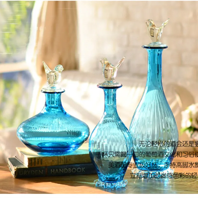 Home goods home American country Xia Kelin blue glass storage tank Canister wholesale decorative handicrafts