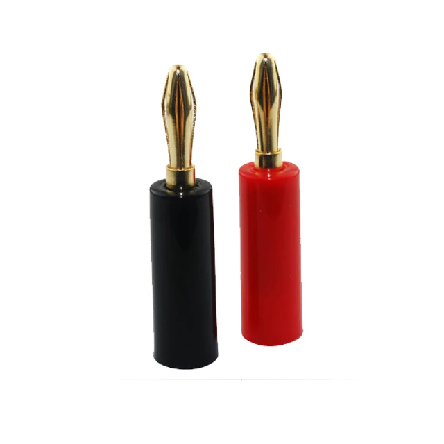 2pcs/ lot Gold Plated 4mm Amplifier  Musical Speaker Cable Wire Pin Screw Banana Plug 4mm