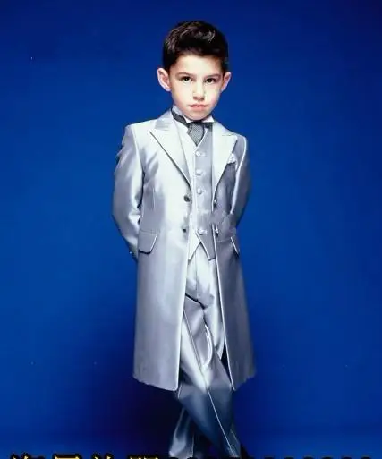 2016 Boy's Formal Occasion Silver long Tuxedos Custom Made Little Men Suits New Children Kids Wedding Party Tuxedos