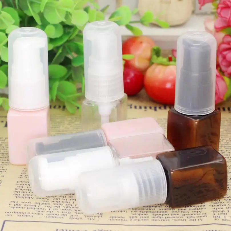 

500pcs/lot 10ml square Colorful plastic bottles lotion bottle With Press pump For Shampoo shower gel