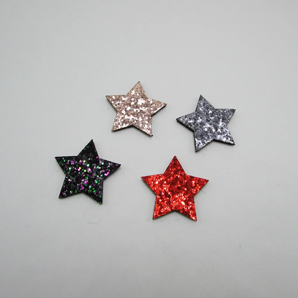 60pcs/lot Glitter Star Crown Patches Appliques for garment Girl Hair Jewelry DIY accessories