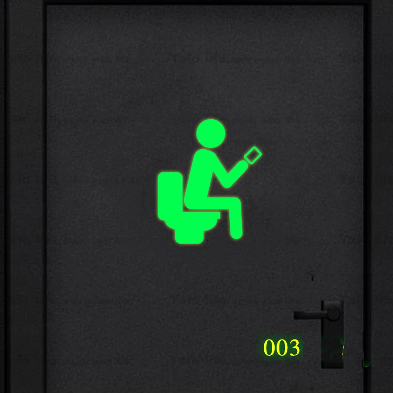 Bathroom Toilet Luminous Door Wall Sticker Glow In The Dark Home Decor Toilet Decoration Mural Art Decals Fluorescent Stickers