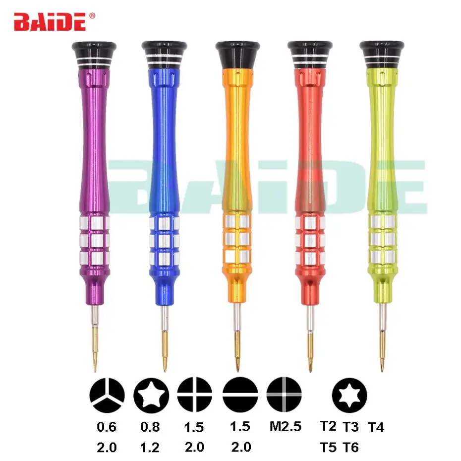 BAIDE 0.6Y  Triwing Driver 1.2 Pentalobe Star P5 T5 T6 PH000 Flathead Precision Metal Screwdriver Key Disassemble Open Tools 200