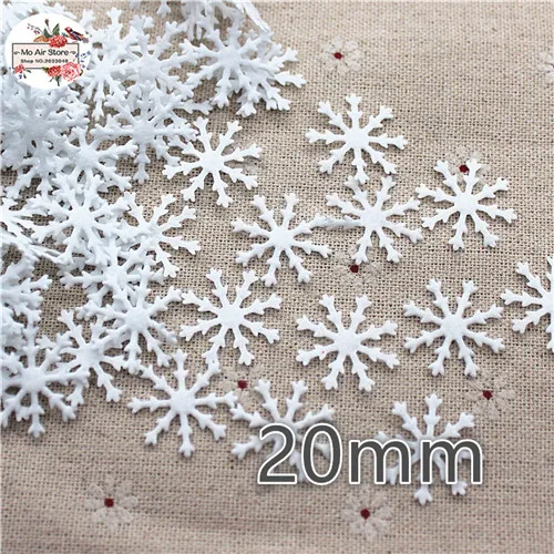 200pcs 20mm Cloth patches Christmas white snowflake leaf Appliques for clothes Sewing Supplies diy craft ornament