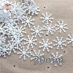 200pcs 20mm Cloth patches Christmas white snowflake leaf Appliques for clothes Sewing Supplies diy craft ornament