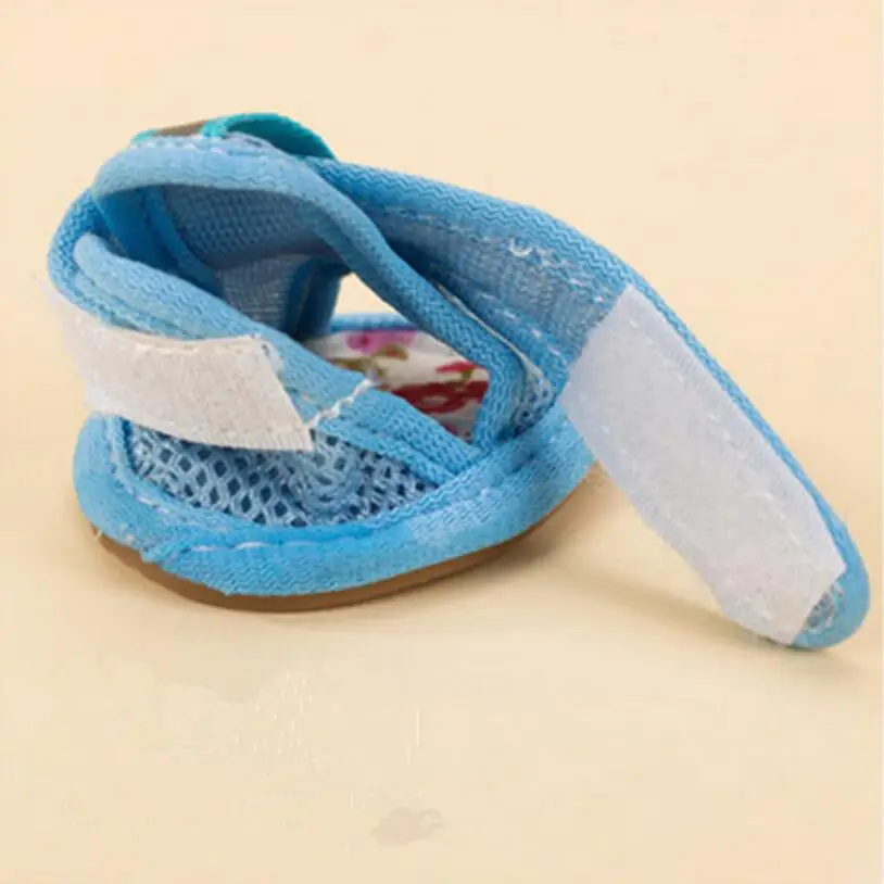 Casual Anti-Slip Small Dog Shoes For Cute Pet Shoes Summer Breathable Soft Mesh Sandals Beef Tendon Bottom Breathable Wear Shoes