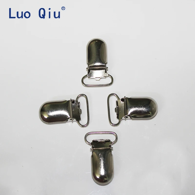 Luo Qiu 50 pcs/lot U shape 35*20mm Silver Suspender Clips for Trousers practical Webbing clip attache sucette metal clip