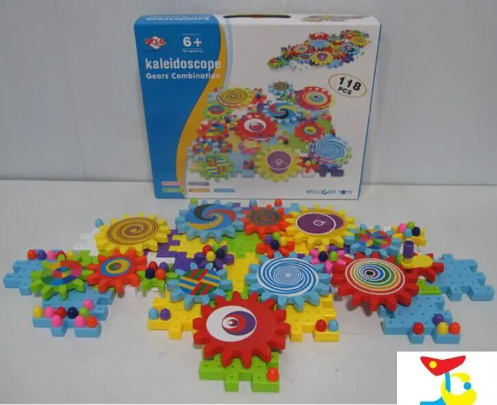 New 118PCS Gear Combination 3D Kaleidoscope Gear Blocks Mushroom Nail Block Assembling building Blocks Free shipping