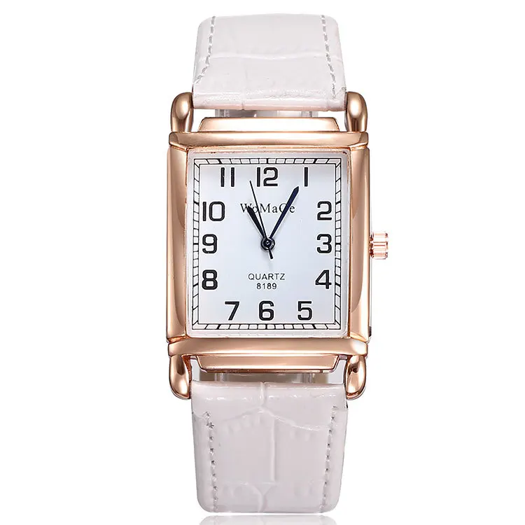 Women WOMAGE Classic Square Shape Figure PU Watchband Wristwatch Quartz Watch Women Watches Relogio Feminino Montre Femme hv5n