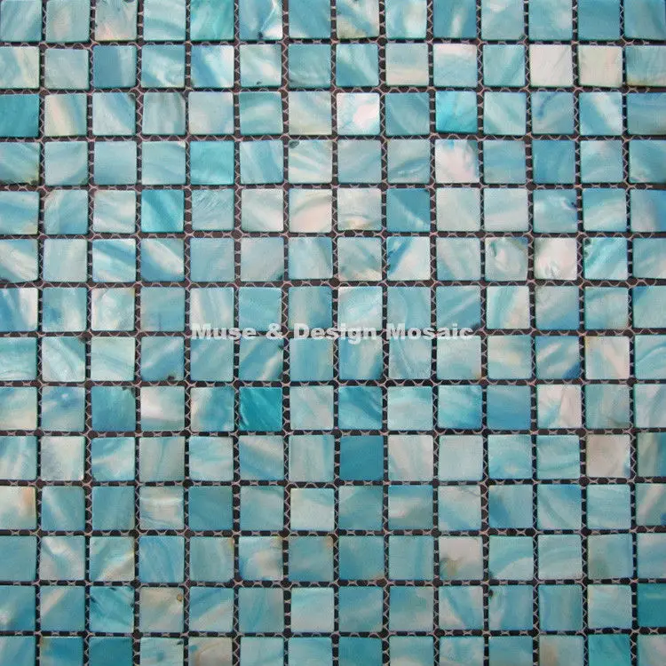 

Dyed Blue Mother of pearl Shell mosaic tiles, for kitchen backsplash bathroom shower TV background DIY home decoration