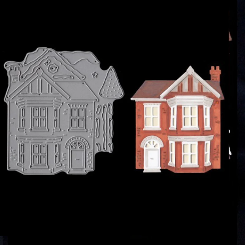 Victorian House&Snow Metal Cutting Dies New Stencils DIY Scrapbooking DIY Paper Cards Craft Making Craft Decoration 87*93MM