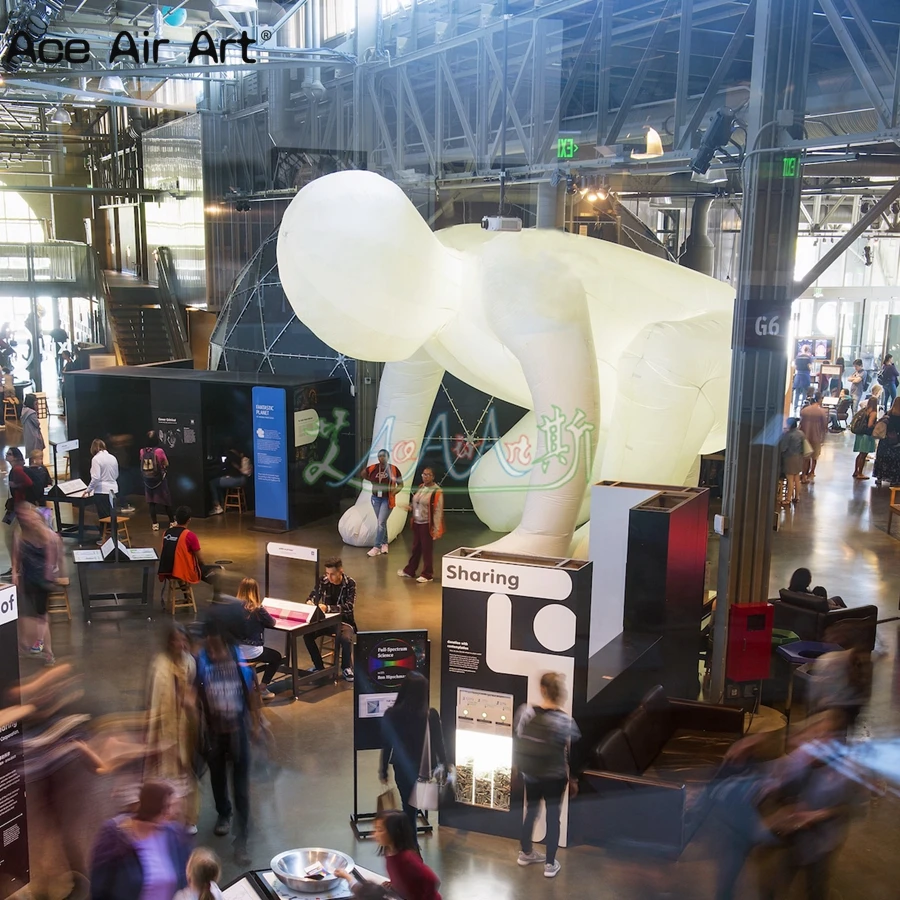 

Giant Inflatable Spider Huge White Man Model with Led Lights Illuminart for Exploratorium Museum and Shows