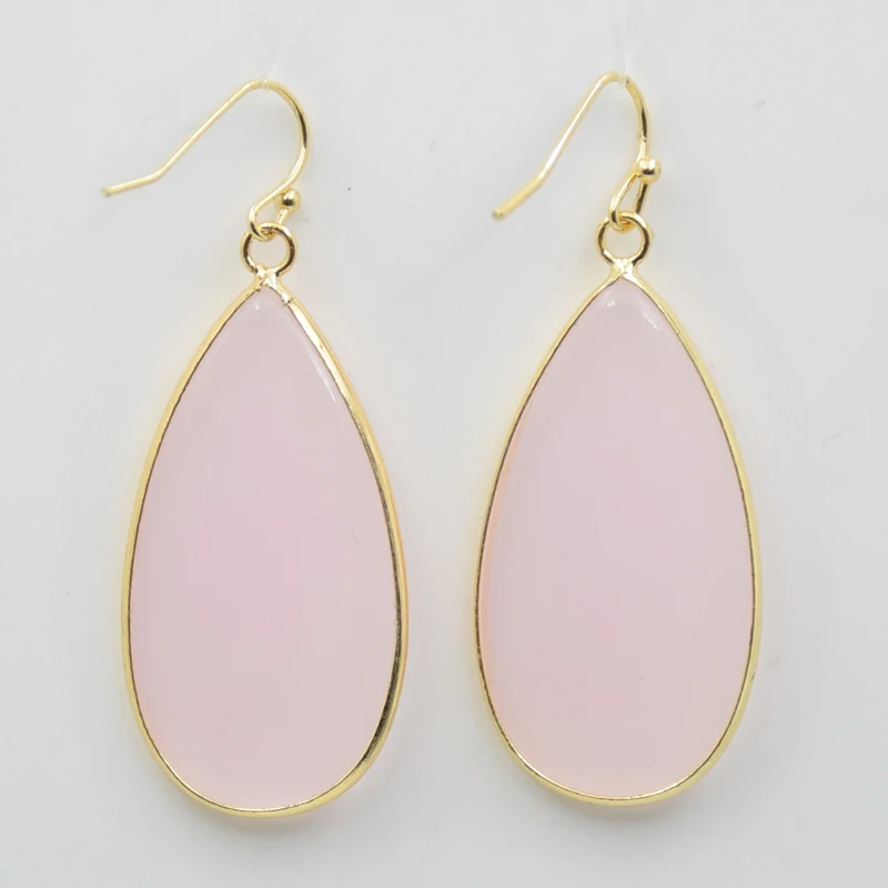 แฟชั่นสีน้ำ Drop Dangle ต่างหูธรรมชาติ Blue Cat's eye Spectrolite หินคริสตัล Hook Dangle ต่างหูเครื่องประดับ