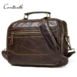 CONTACT'S new oil cow leather men's messenger bag male satchel bag men crossbody bags masculina bolso big casual shoulder bags