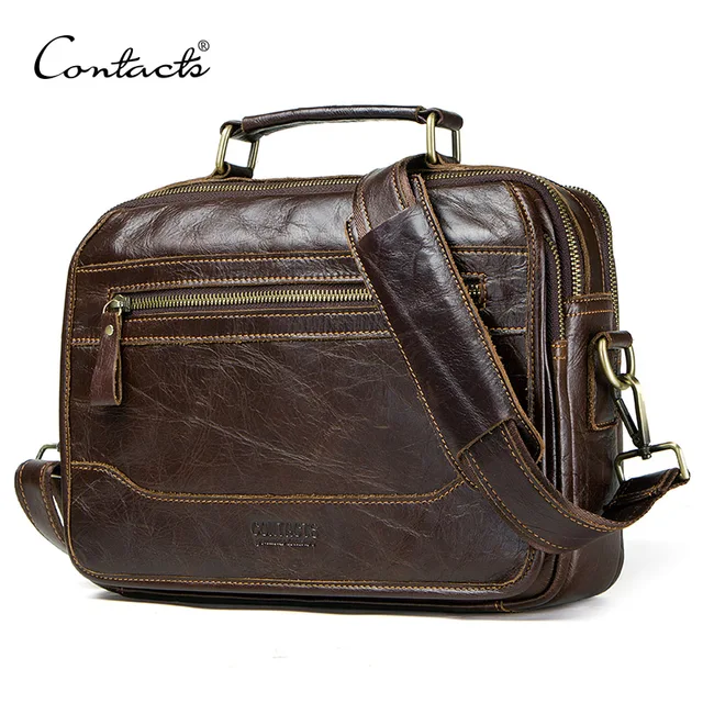 CONTACT'S nowy olej skóra bydlęca mężczyźni's messenger bag mężczyzna masculina bolso big casual torby na ramię