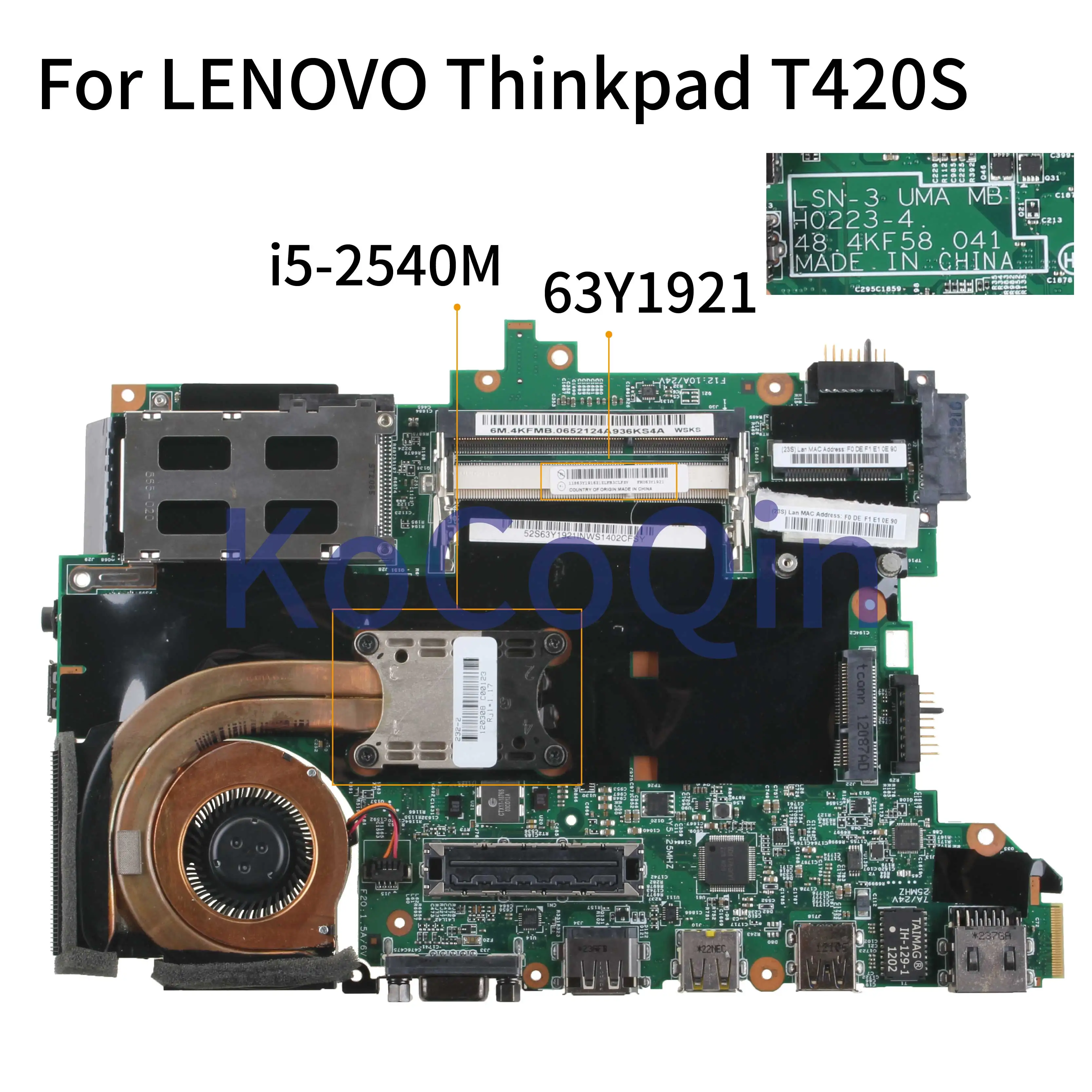 

Материнская плата для ноутбука LENOVO Thinkpad T420S 04W2003 63Y1725 63Y1921