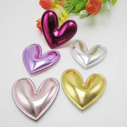 Applique imbottita cuore dell'unità di elaborazione di colori della miscela di 25 pz/lotto 4.8cm, toppa del cuore dell'unità di elaborazione per gli accessori dei capelli dei bambini di DIY