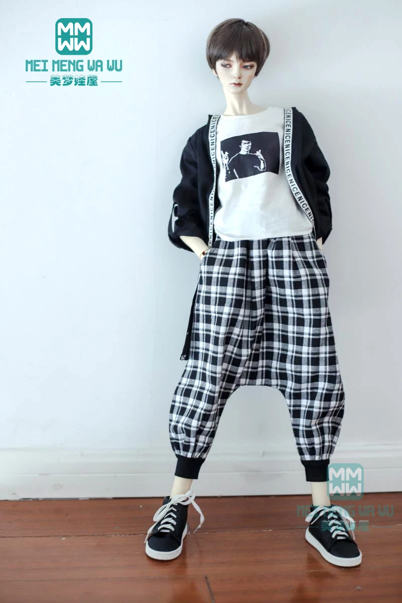 BJD accessories doll clothes for 70cm BJD doll fashion Plaid harem pants black White Red