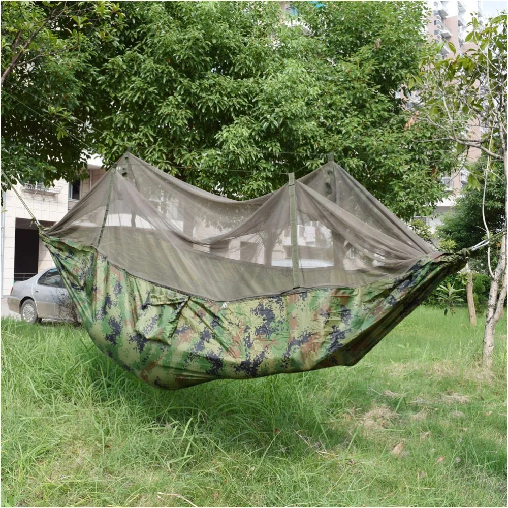 Portable Indoor Outdoor Hammock for Backpacking Camping Hanging Bed With Mosquito Net Sleeping Hammock Free Shipping