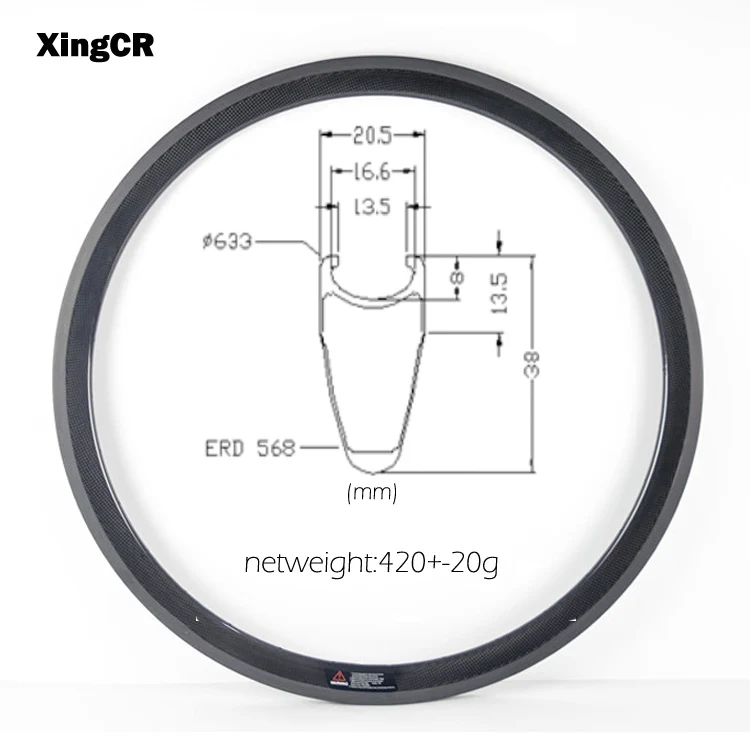 

Bike Rim 700c Clincher Tubular Carbon Bike Rims 700c 23mm Width 38mm Depth Light Weight 16-32 Holes Road Bicycles Parts